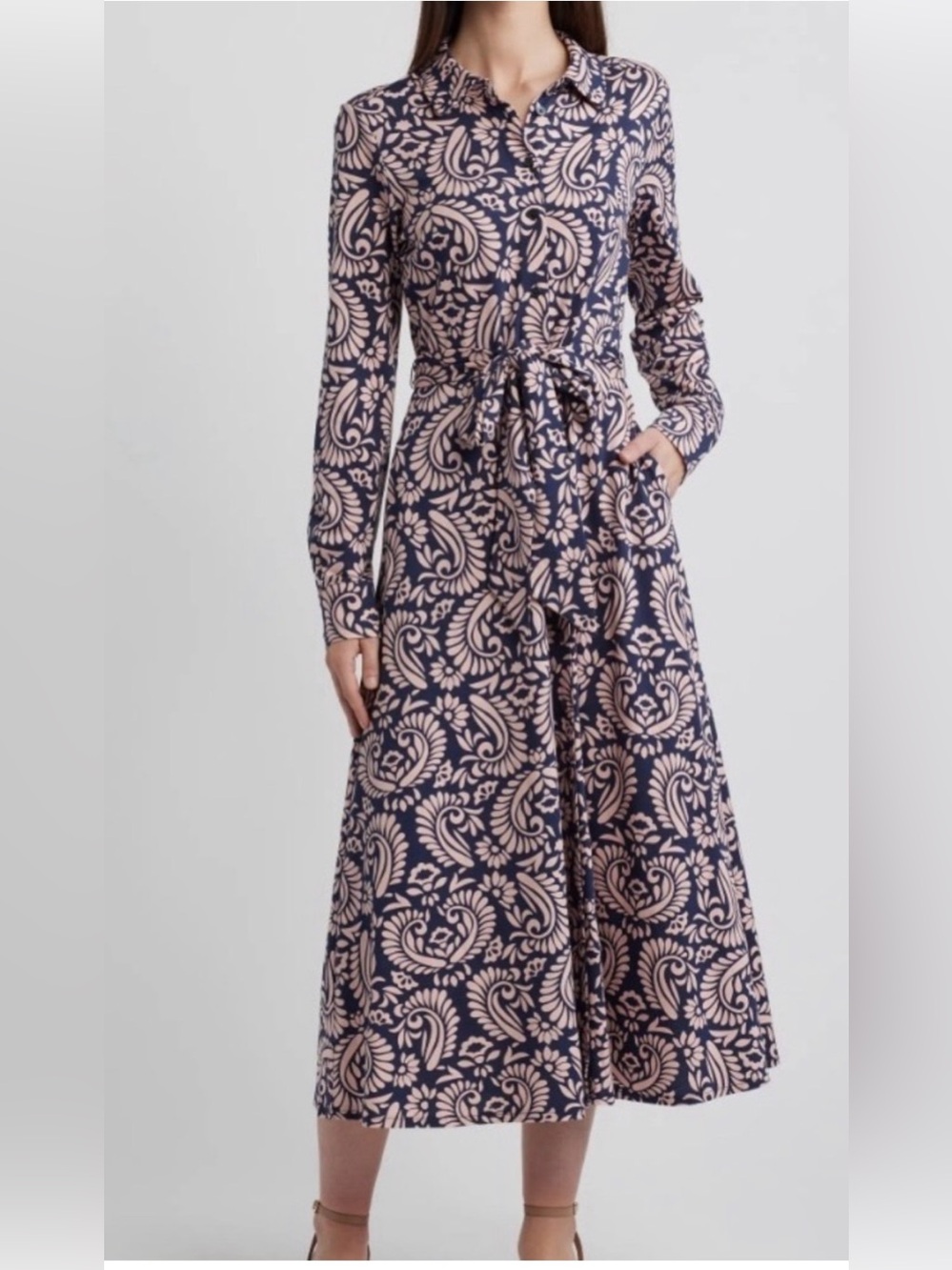 Boden Marcia Paisley Print Long Sleeve Midi Dress 6P